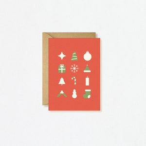 MINIMAL CHRISTMAS CARDS Set of 4 Minimalist Bright Merry Contemporary Design Vegan Ecofriendly Blank Inside Funky Designled image 5