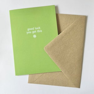 Good Luck You Got This Card Bright & Minimal Cute Abstract Shapes Greeting Card Green Lucky 4Leaf Clover Irish Eco-Friendly Vegan image 3