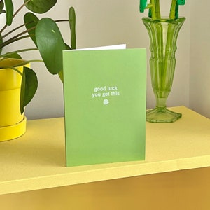 Good Luck You Got This Card Bright & Minimal Cute Abstract Shapes Greeting Card Green Lucky 4Leaf Clover Irish Eco-Friendly Vegan image 2