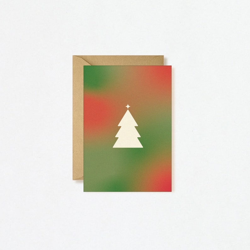 MINIMAL CHRISTMAS CARDS Set of 4 Minimalist Bright Merry Contemporary Design Vegan Ecofriendly Blank Inside Funky Designled image 3