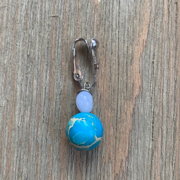 Small Animal - For Cage/Tank - Healing Crystal Charm Amulet Turquoise - Blue Chalcedony - For ill, Shy, and Depressed pets