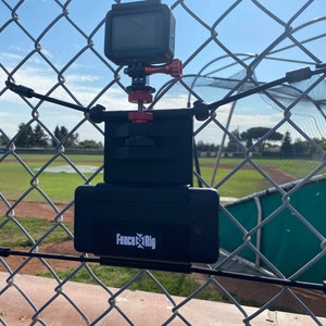 FenceRig GoPro & phone chain link fence mount with Anker PowerCore 20,000mAh battery mount (GoPro,iPhone,Android) Baseball, Softball, Tennis