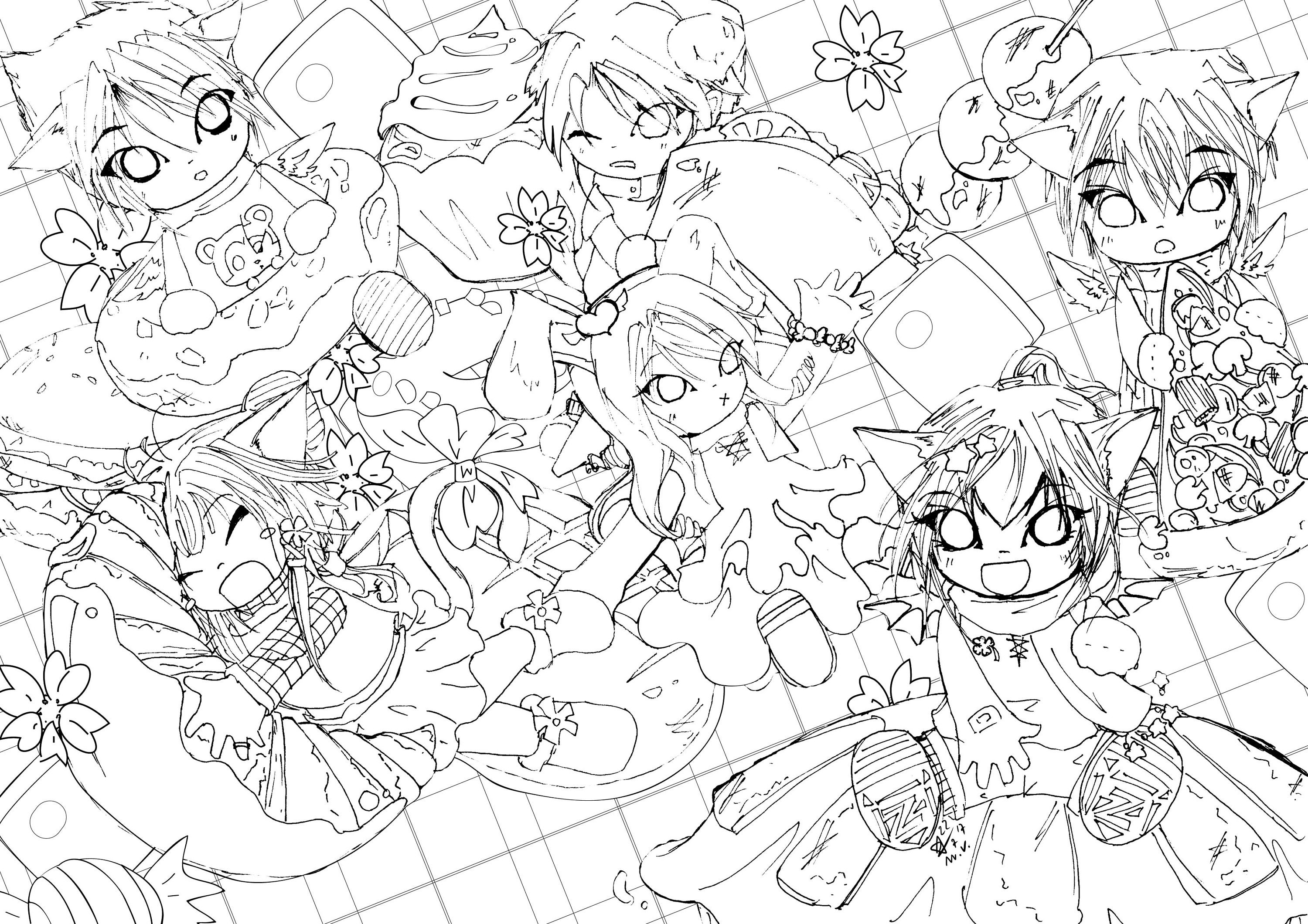 Foodie Teams Anime Manga Cartoon Style Digital Coloring Pack | Etsy