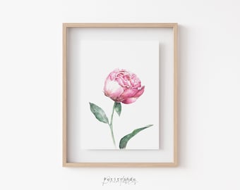 Peony Print, Botanical Wall Art Prints, Flower Printable Wall Art, Peony Poster, Pink Flower Decor, Instant Download, Printable Wall Art