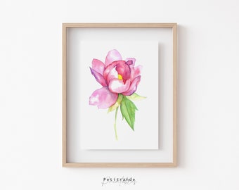 Peony Print, Botanical Wall Art Prints, Flower Printable Wall Art, Peony Poster, Pink Flower Decor, Instant Download, Printable Wall Art