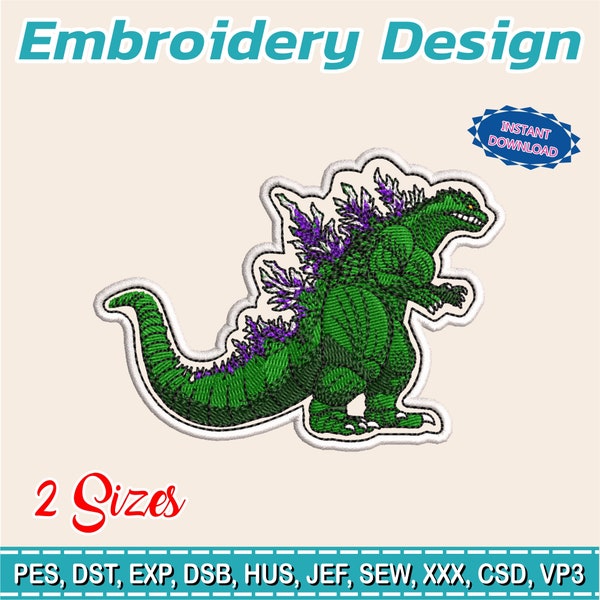 Embroidery Design / GODZILLA / Dinosaur / Great design to embroider patch / 3 SIZES