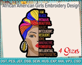 Embroidery Designs, African American women's faces, crown, Latinas, BEAUTIFUL, POWERFUL, INTELLIGENT, Love,
