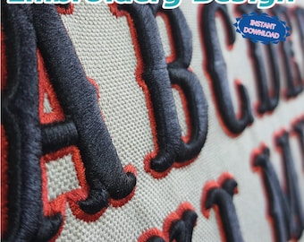 3D Puff Varsity Embroidery Font | Bold Puffy Alphabet Letters for Hats, Jackets & Custom Apparel | Instant Download