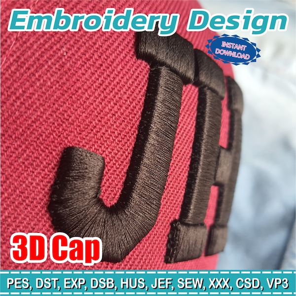 Design to Embroider 3D foamy Cap / 3D College Puff Foam Embroidery Font / Embossed Embroidery / Embroidery file has been tested / alphabet /