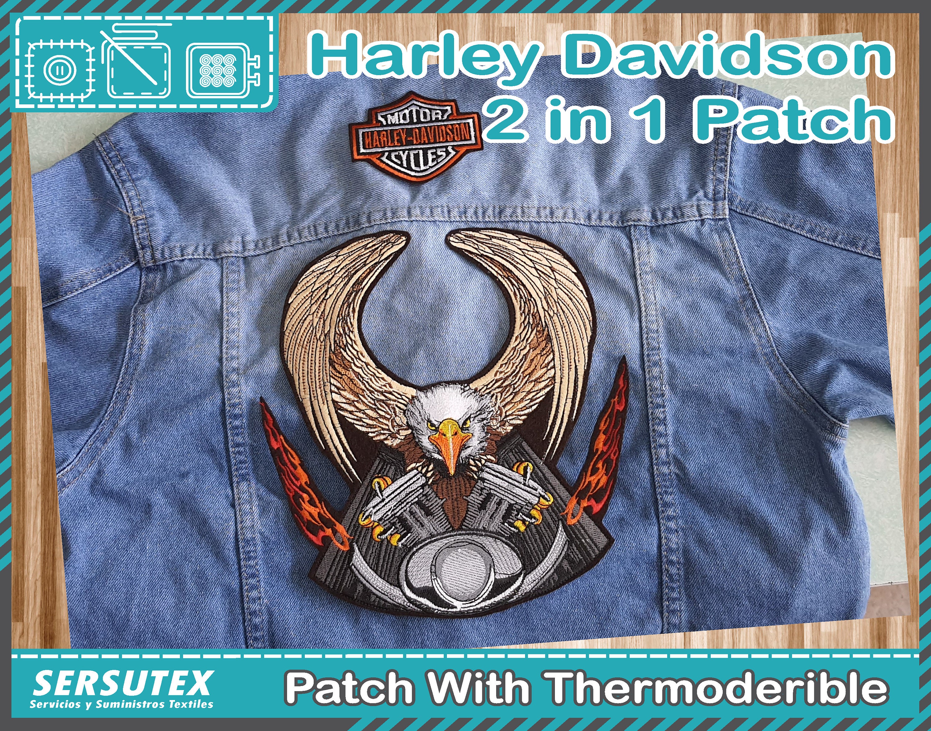 Harley Davidson Patch Orange Eagle Patch Back 3 Piece Motorcycle Jacket(.p)
