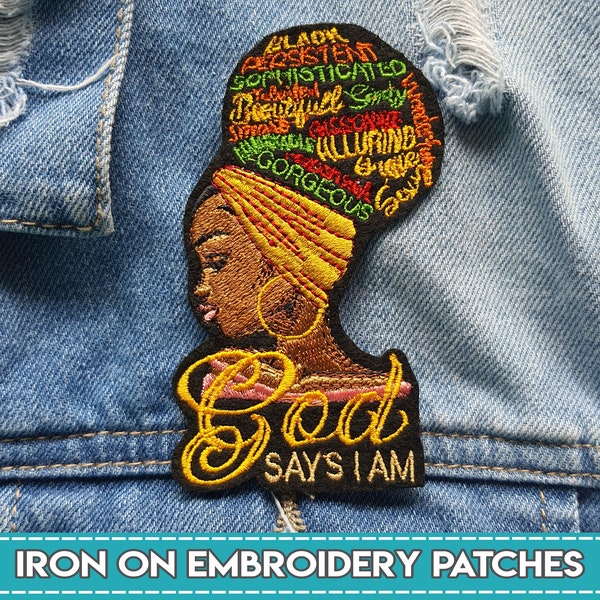 Beautiful Embroidered Patches of African American Women with Heat Transferable To Personalize Your Garments 4"x2" Iron-On Patch