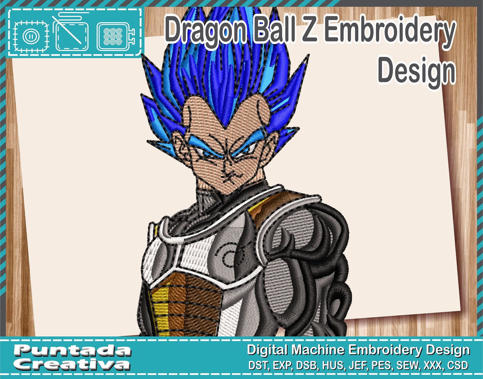 Embroidery design Vegeta Goku Dragon ball Z flying tail Kame Etsy