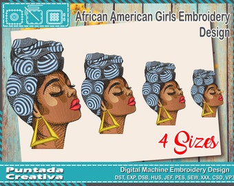 Embroidery Designs, Faces of African American Women with Dreadlocks