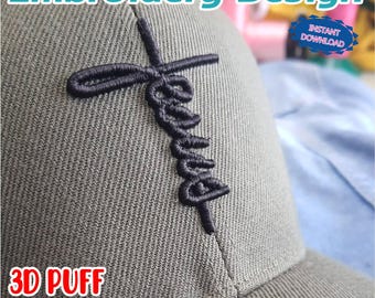 3D Puff Embroidery Design “Jesus Is My Anchor” – Christian Hat Design – Faith Symbol for Cap – Instant Digital Download