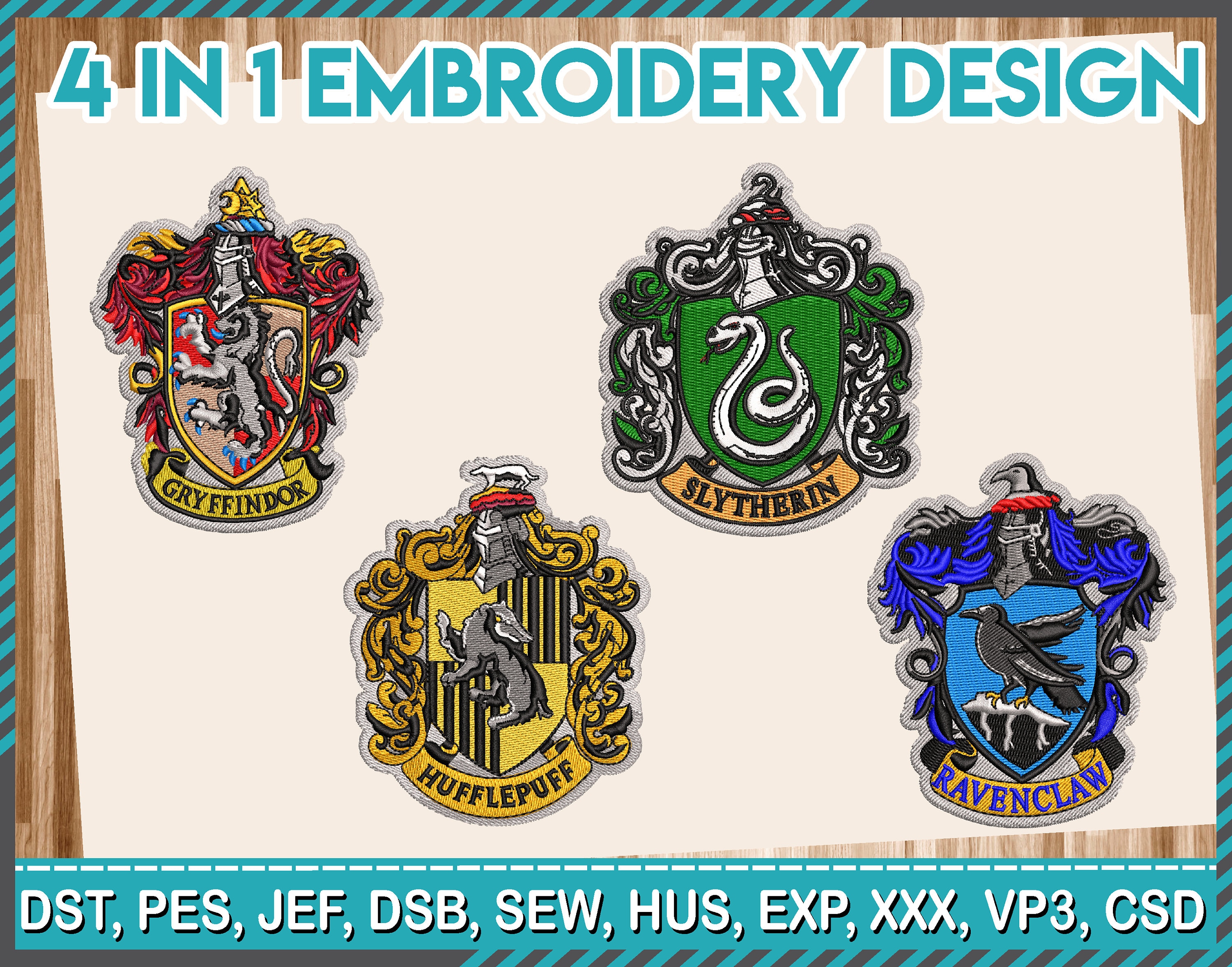 Hogwarts Crest Logo Machine Embroidery Design