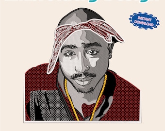 Diseños de Bordados / rostro de Tupac Shakur / Hip hop / Embroidery file has been tested / Tupac Shakur legend /