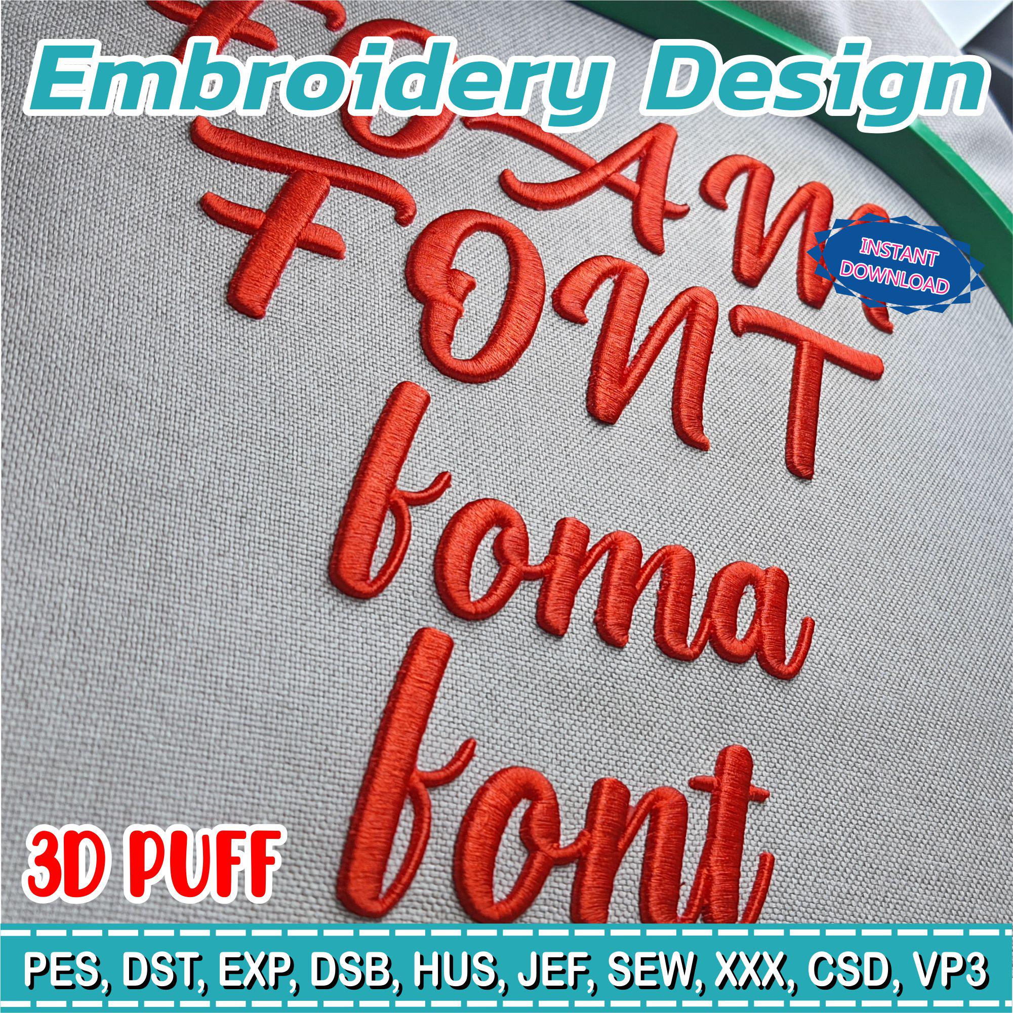 3D Script Embroidery Font – Elegant Cursive Alphabet for Puffy Letters ...