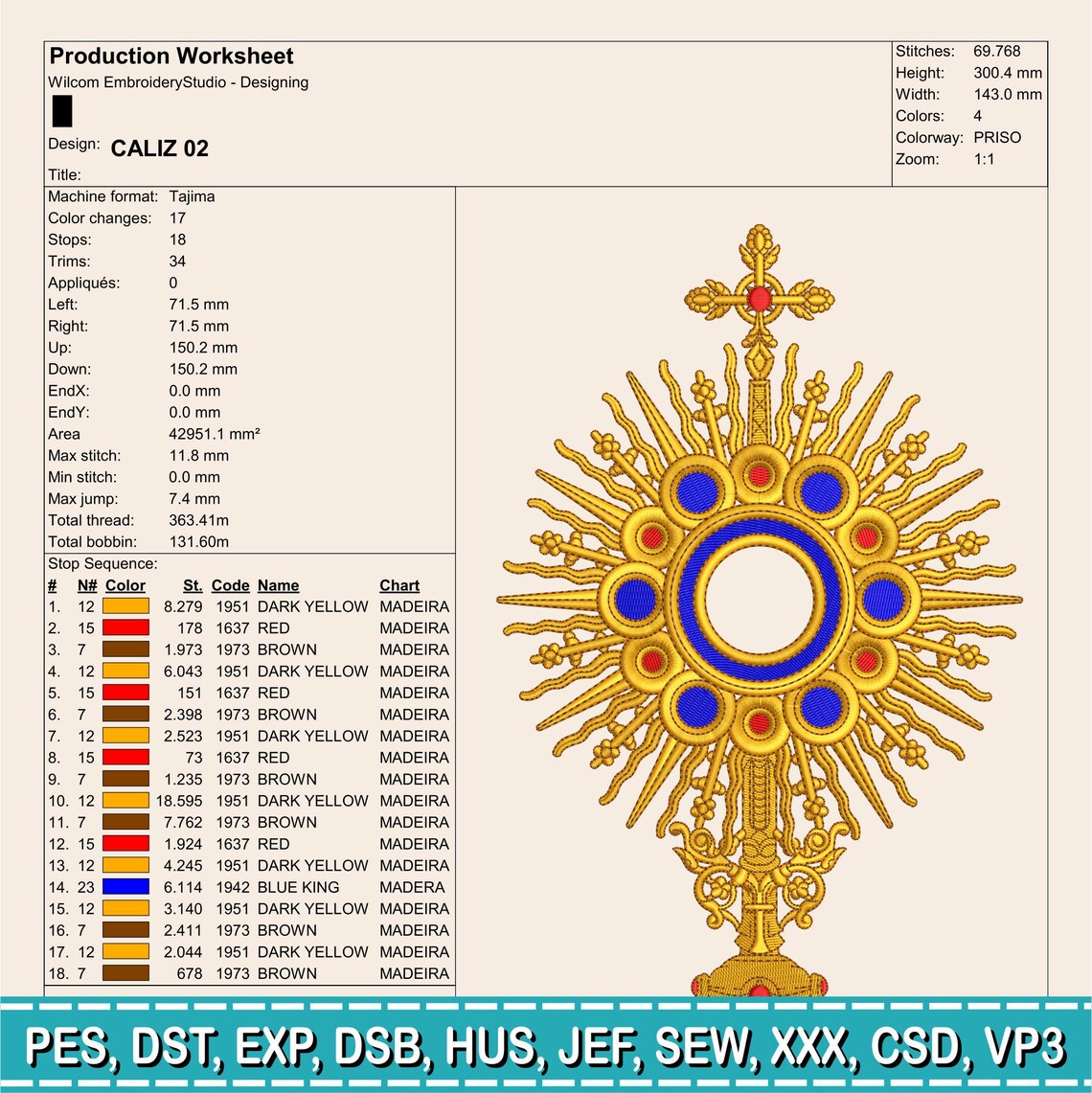Eucharistic Chalice Embroidery Design | Monstrance Religious Embroidery ...