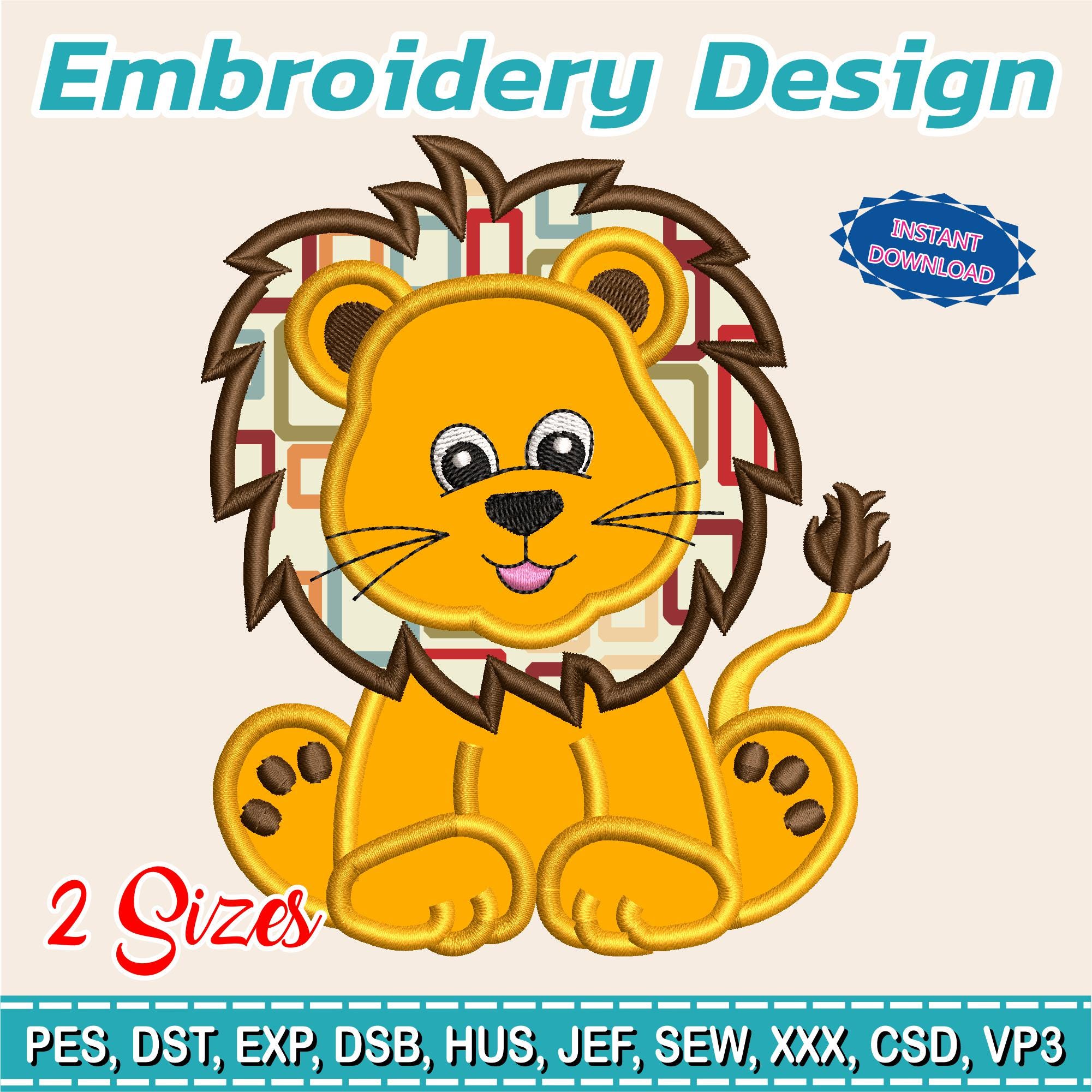 Cute Lion Applique Embroidery Design – Baby Nursery Decor Stitch ...