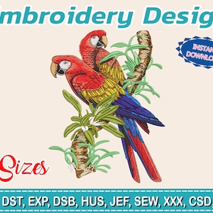 Broderidesign / Papegoja / Ara / Arará / Fågel
