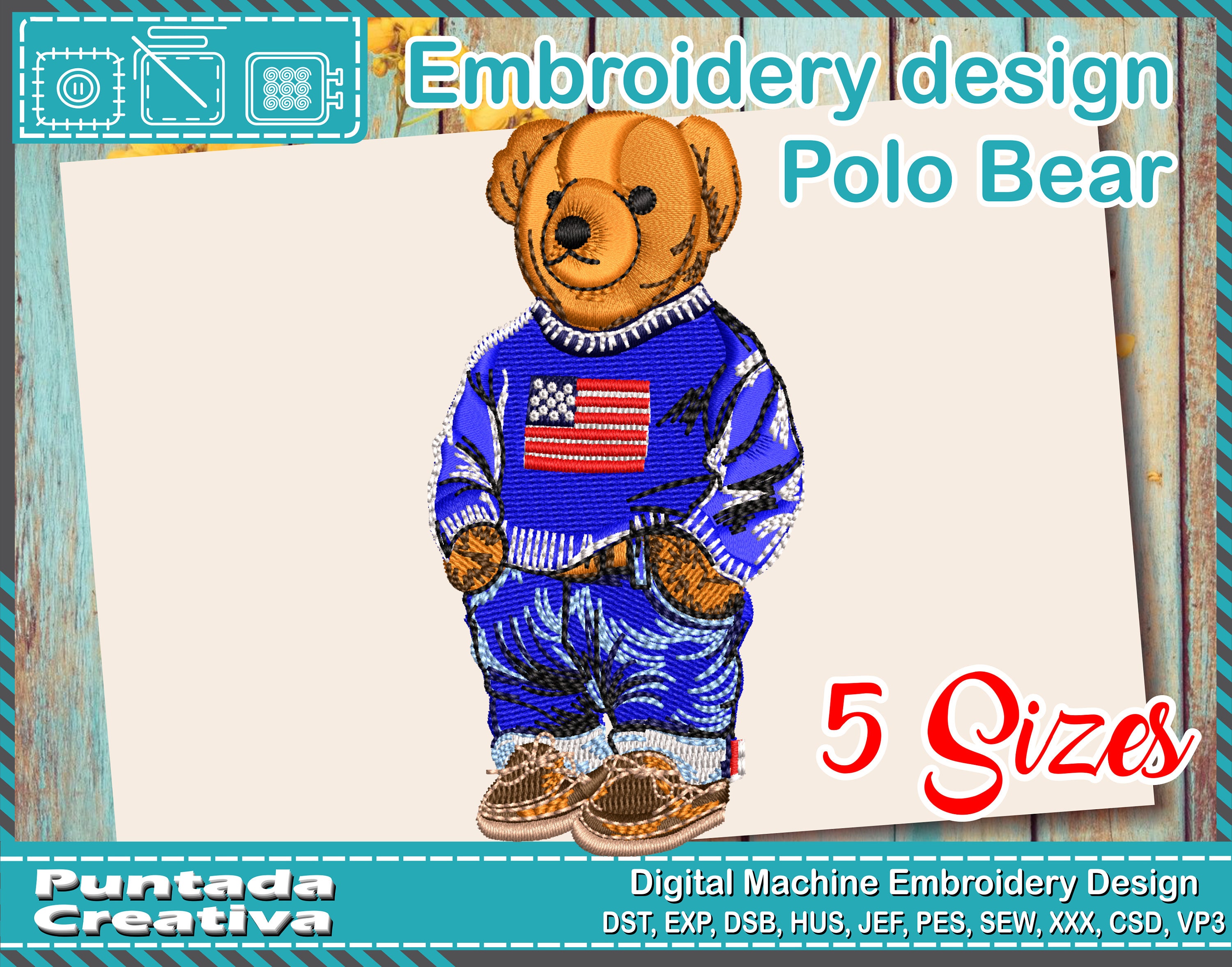 Embroidery Design Beautiful Polo Bears Fashion Bears Well - Etsy Finland
