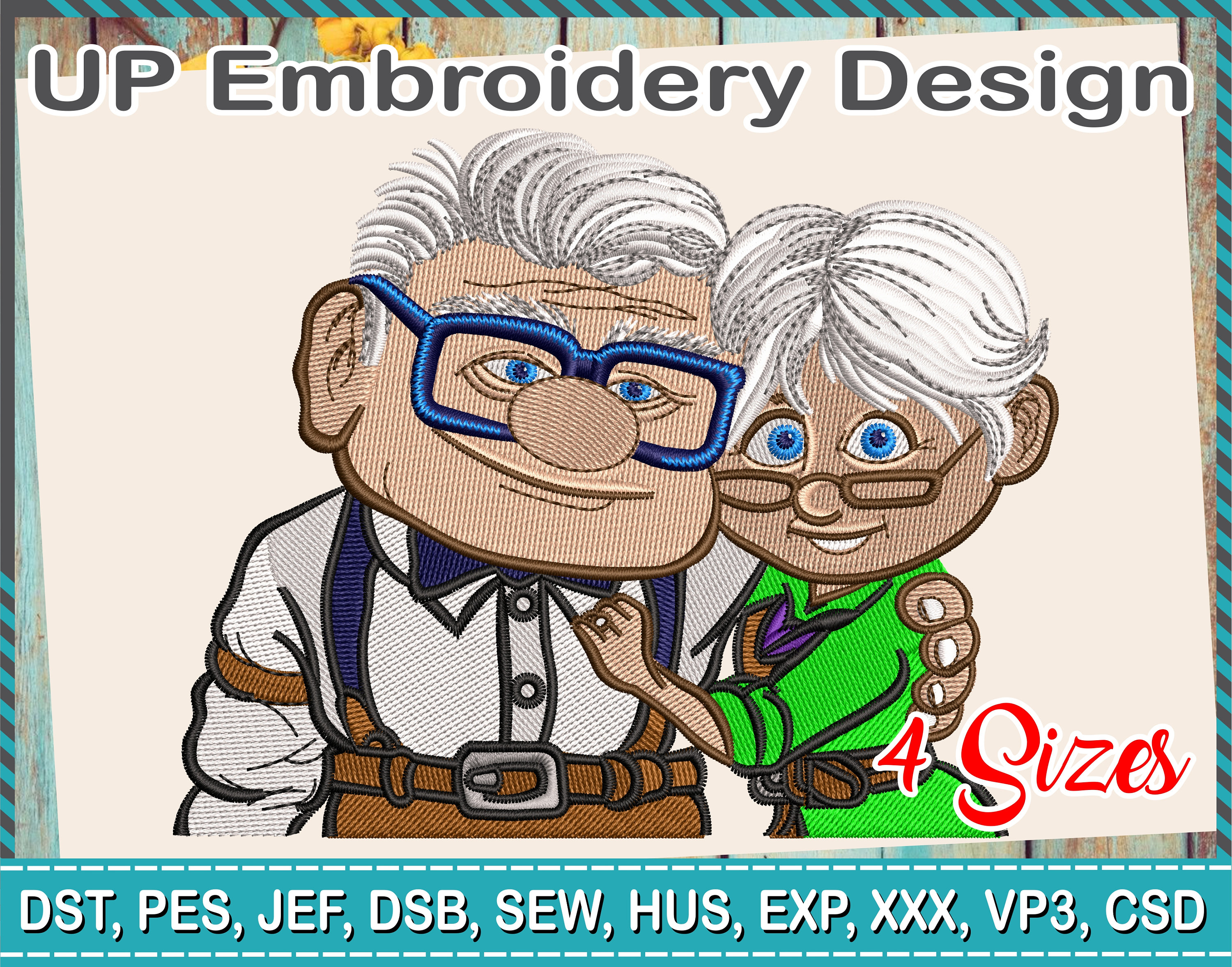 Embroidery Designs, Couple of Grandparents From the Movie UP, a High  Adventure, Carl Fredricksen and Ellie Fredricksen, Grandparents Anniversary  -  Norway