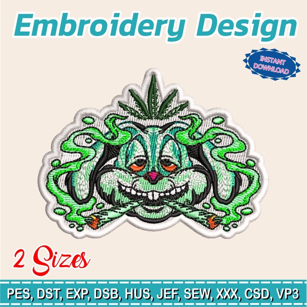 Design to embroider / rabbit / Rastafarian movement / bob marley / marijuana / Cannabis leaf