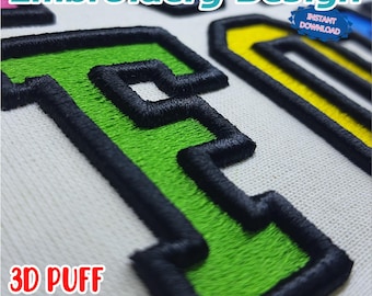 3D Puff Embroidery Letters | Fun and Colorful Varsity Font | Easy to Stitch | Perfect for Hoodies, | Jackets and Creative Projects