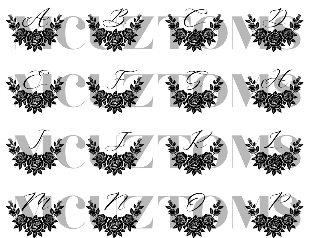 PNG Rose With Letter, Alphabet Bundle PNG, Digital Download ...