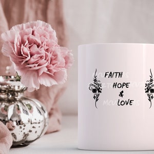 Faith Hope & Love PNG, DTF printable, HTV vinyl, Sublimation