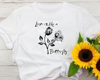 L'amour est comme un papillon PNG, imprimable DTF, vinyle HTV, sublimation