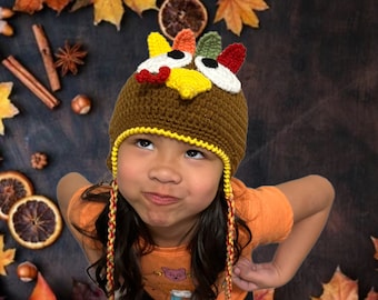 Turkey hat, Thanksgiving hat, Turkey head hat Christmas hat by MommyCraftUS