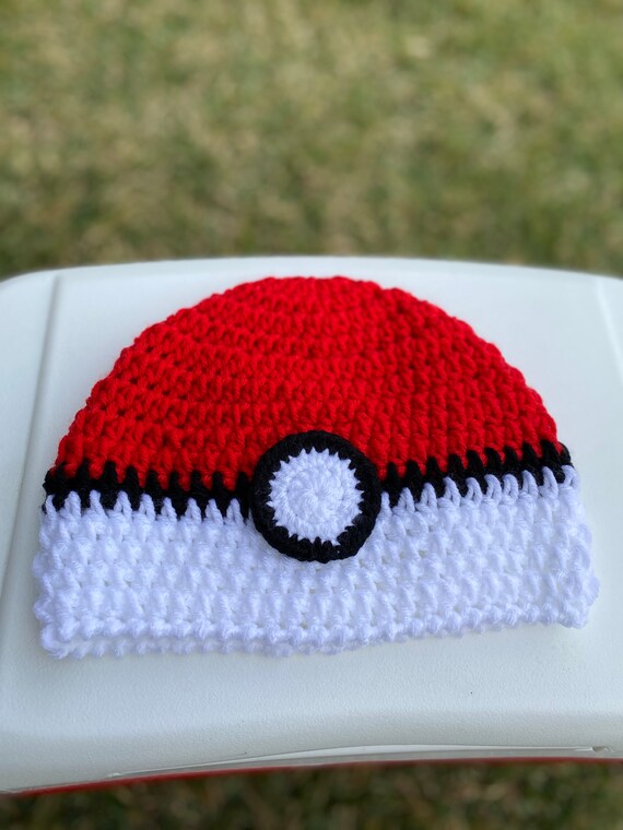 Details about / New Handmade Knit Crochet Baby Child Hat Newborn Photo Prop Pokemon Pokeball Hat