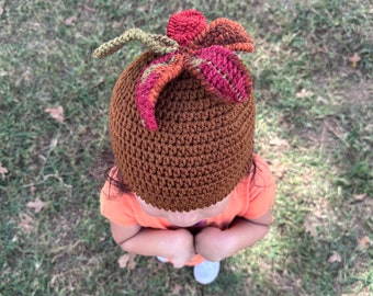 Fall leaves hat, baby plant hat, root hat, beanie baby hat, Halloween hat, Turkey head hat Christmas hat by MommyCraftUS