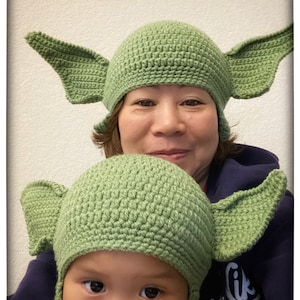 Baby Yoda crochet hat, Baby Yoda hat, Newborn hat, Newborn hat with name, crochet Yoda hat, Baby Yoda Hat, Ready to ship by MommyCraftUS image 5