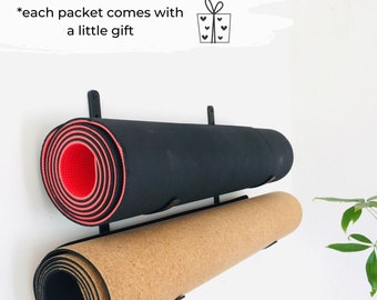 Minimalist Yoga Mat Wall Hooks: Matte Black Gym Storage Rack