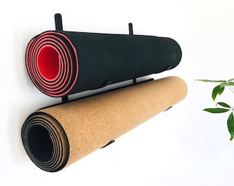 Minimalist Yoga Mat Wall Rack: Matte Black Gym Storage