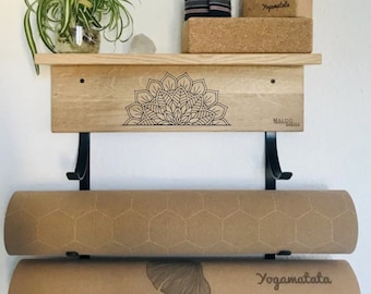 Yoga Mat Holder, Studio Gym Storage, Personalized Mat Rack, Custom Wall Mount, Minimalist Wall Decor, Yoga Gift for Her, Pilates Equipment