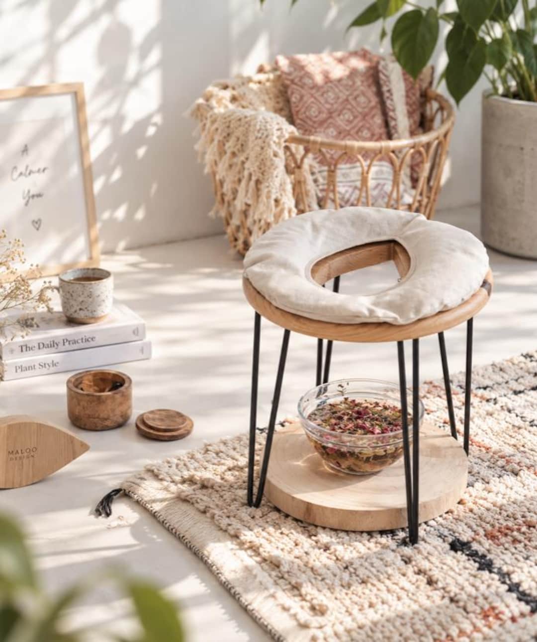 Minimalist Oak Yoni Steam Stool, Linen Cushion, Vaginal Sauna - Etsy