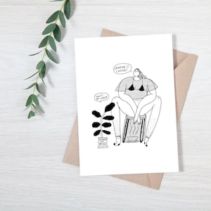 Empoderamiento femenino / Tarjeta con mensaje positivo sobre el cuerpo / Ilustración dibujada a mano / Tarjeta feminista divertida / Poder femenino