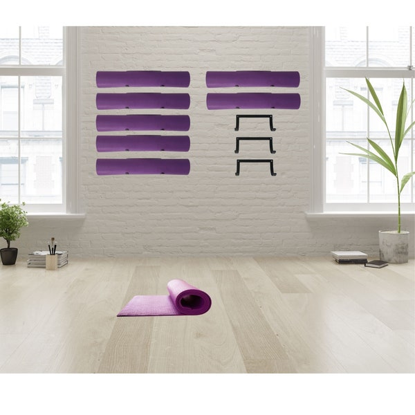 Minimalist Yoga Mat Holder, Wall Mounted Gym Storage, Hand Made Mat Rack, Foam roller rack, Home Gym Storage, Fitness Hardware, Hygge Decor