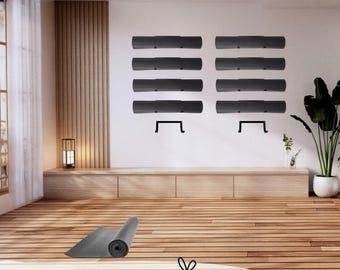 Wall Mounted Yoga Mat Holder, Steel Hooks, Home Gym Organizer