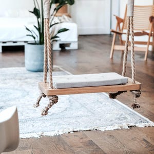 Personalized Indoor Swing, Wedding Gift, Oak Wood Swing, Tree Swing, Scandinavian Home Decor, Hygge Design Swing, Kid Gift, Schaukel, Swing