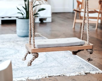Personalized Oak Wood Swing | Indoor Outdoor, Kids or Adult