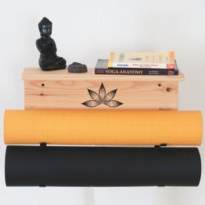Maloo Yoga Mat Holder, Gym Mat Wall Mount, Wall decor, Yogamat Shelf, Unique Mat Storage, Home Gym Mat Rack, Personalized Rack, Gift for Her