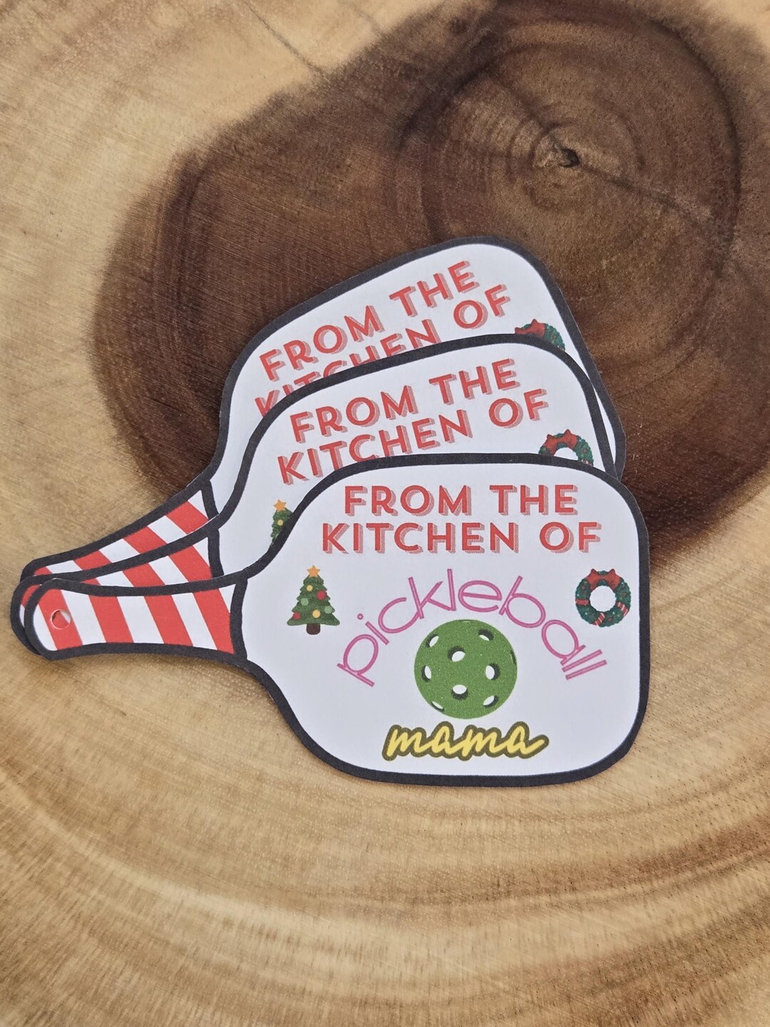 Paddle Tags Pickleball Paddle Christmas Gift Tag | Customizable Holiday Tags ...