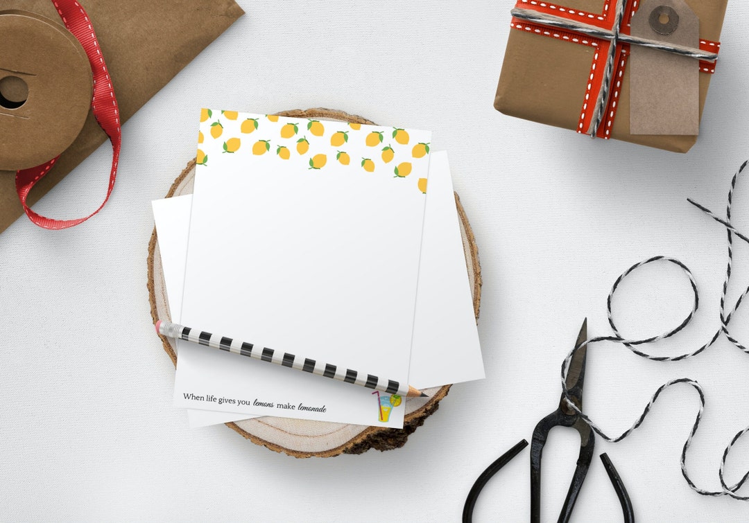 Lemon Notepad Lemonade Memo Pad Personalized Lemon Post It Notes