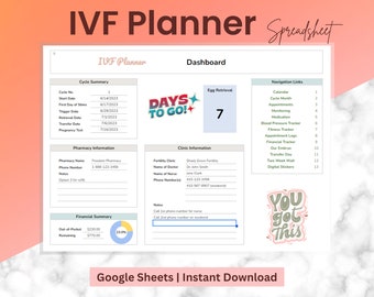 Digital IVF Tracking Spreadsheet | Fertility Treatment Planner | Medical Appointment Log | Health Tracker | Google Sheets