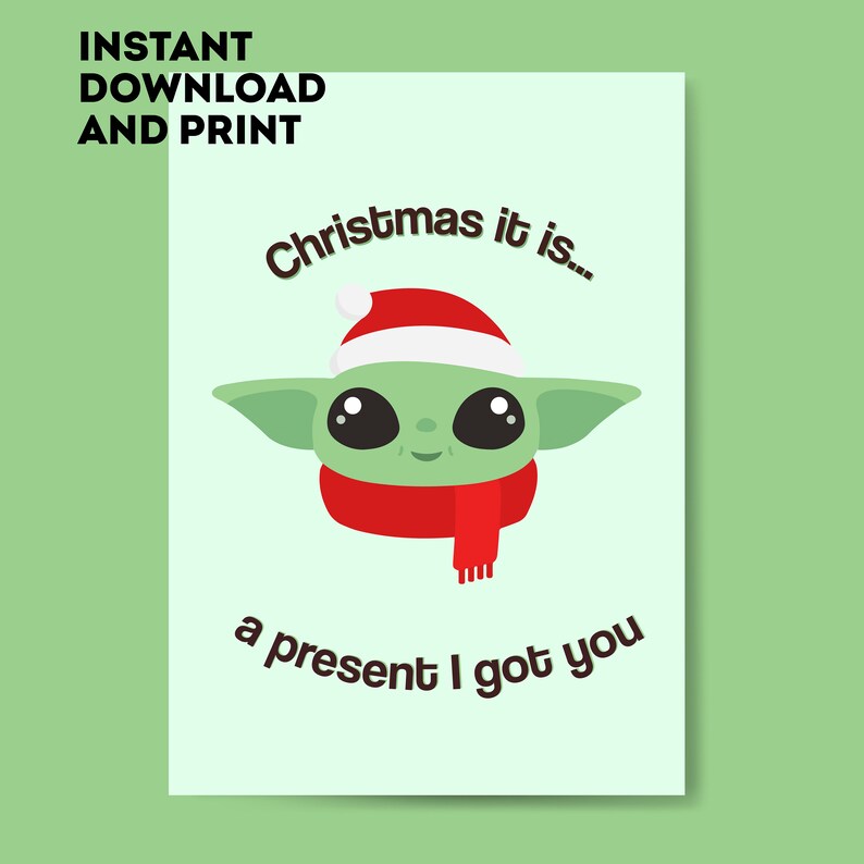 Printable Baby Yoda Christmas Card the Mandalorian Digital Etsy