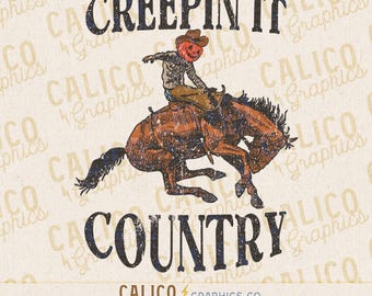 Creepin It Country Western Pumpkin Rider PNG (Digital Download)